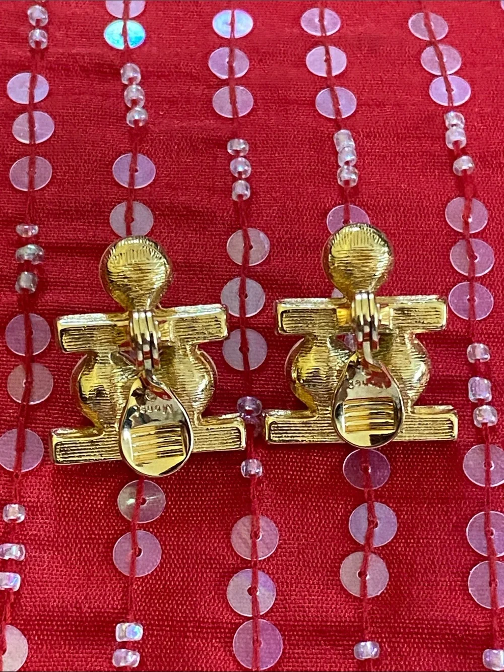 Vintage Monet Stamped Beautiful Pearl Crystal Art Deco Clip Earrings NWOT